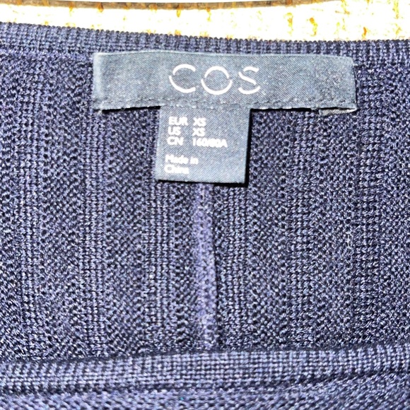 COS Women’s Dark Navy Ribbed Wool Sweater-Dress/Tunic Size XS - Picture 7 of 8